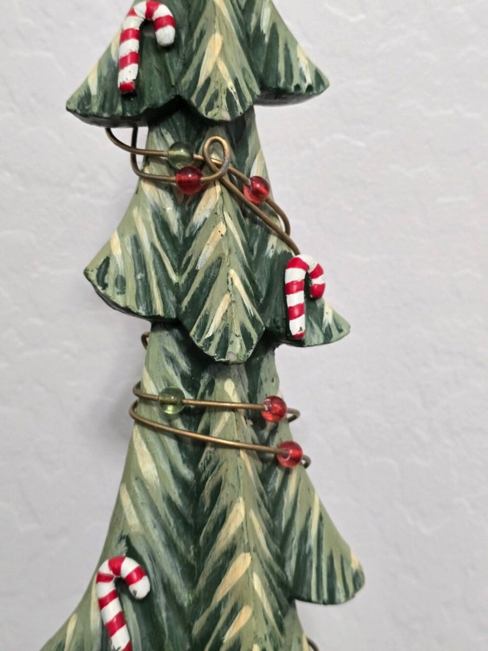 Fitz And Floyd Christmas Tree Figurine With Candy Canes & Beads 19" Tall - Picture 3 of 10